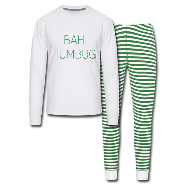 BAH HUMBUG Unisex Christmas Pajama Set - white/green stripe