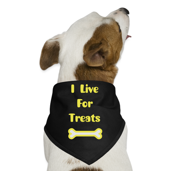 I Live For Treats Pet Dog Bandana - black