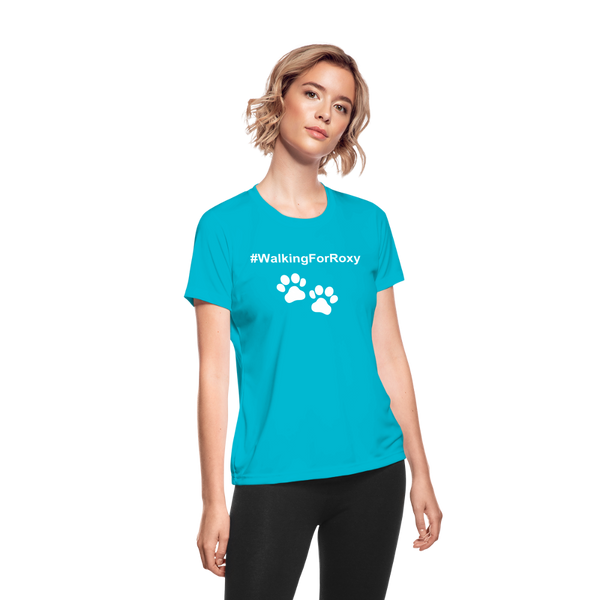 Walking For Roxy Women's Moisture Wicking Performance T-Shirt - turquoise