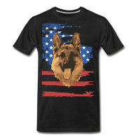 German Shepherd Dog Patriotic American Flag Men's Premium T-Shirt - black
