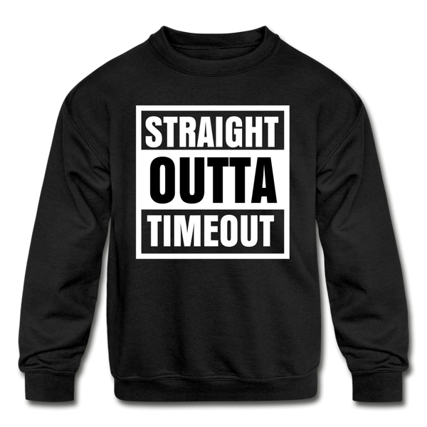 Straight Outta Timeout Kids' Crewneck Sweatshirt - black
