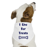 I Live For Treats Pet Dog Bandana - white